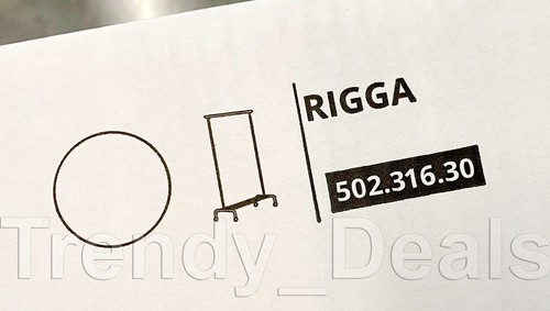 Ikea RIGGA Clothes Rack Adjustable Height w/Casters Steel, White - NEW