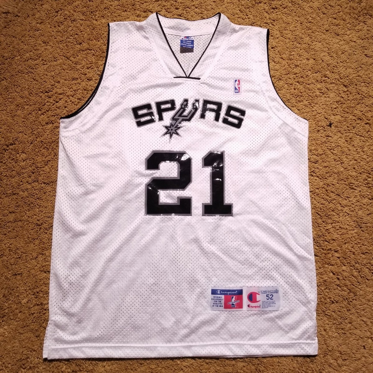 Vintage Champion NBA San Antonio Spurs Jersey Tim Duncan 21 Mens