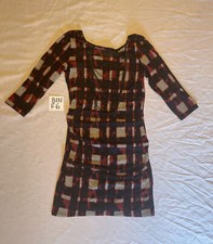 Color Swatch Black Red Plaid Sweater Dress Removable Necklace women’s size L