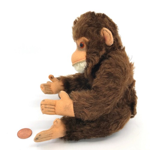 Hermann Jocko Chimp Mohair Plush Monkey 25cm 10in 1960s Jointed Glass Eyes no ID - Picture 2 of 12