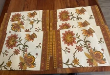 Noble Excellence Vintage Placemats Table Runner Fall Floral Orange NEW Flaws 90s