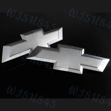 Silver Front Grill & Tailgate Bowtie Emblem For 2014-2015 GM Chevy Silverado set