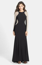 xscape studded illusion choker sheath dress