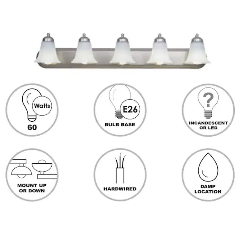 Luz de tocador de baño Trans Globe Lighting 3505BN Cabernet 5 luces en níquel cepillado Foto 2 de 4