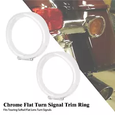 Chrome Visor Turn Signal Trim Ring w/Rubber Ring Fits For Harley Touring Softail