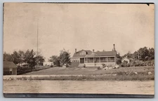 RPPC VINTAGE OLD OUTDOOR POSTCARD REAL PHOTO PICTURE HOME LAKE WATER LANDSCAPE