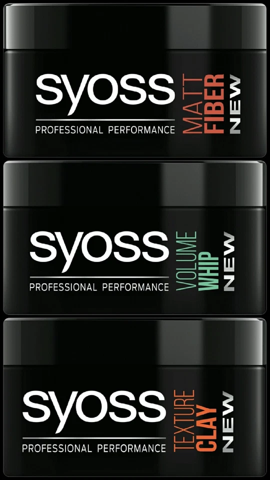 Syoss Professional VOLUME Whip / TEXTURE Clay / MATT Fiber Hair Paste 100ml