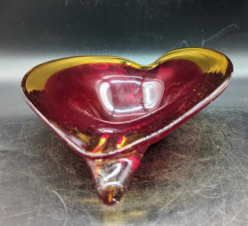 Vintage Mid- Century Murano Art Glass Ruby Red Amberina 9.75" Candy Dish Italy - Picture 5 of 10