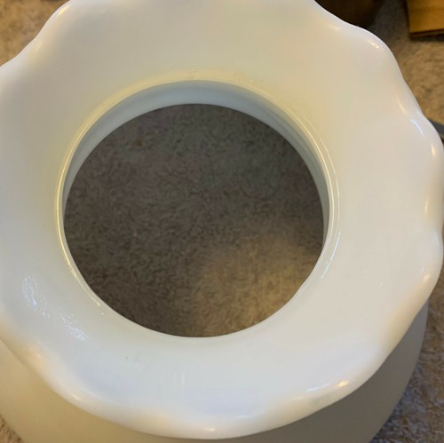 White Milk Glass Vintage Shade Scalloped Edge 5 3/4" H, 8"W,4 1/2" End, & 2 3/4" - Picture 5 of 6