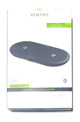 Xentris 10W Qi Dual Wireless Charging Pad Black | Fast Rapid Charge Station