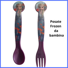 Posate da bambina frozen in plastica riutilizzabile personaggi forchetta scuola