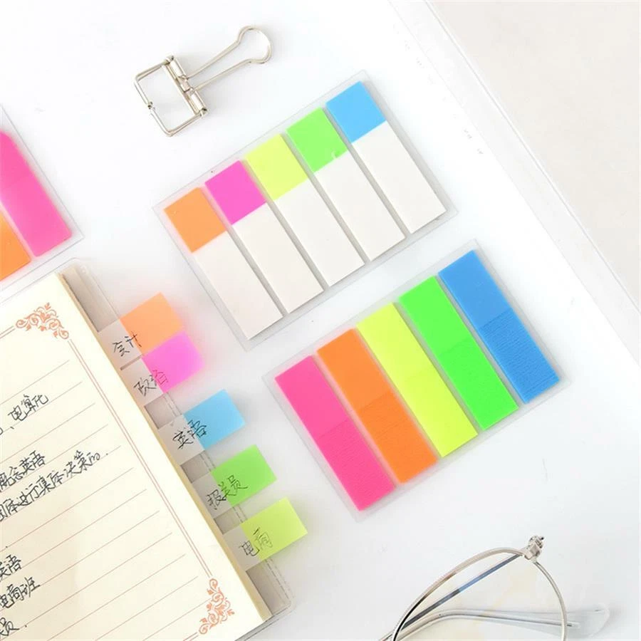 Lysas 4 Sets Neon Page Markers Colored Index Tabs, Fluorescent Sticky Note for Page Marker, 560pcs