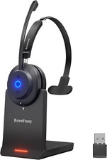 Wireless Headset w/ Mic Bluetooth 5.3 Mono Computer Headphones w/ USB Dongle
