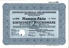 Lenzinger Cellwool- und Paperfabrik Aktiengesellschaft 1941 1000 RM