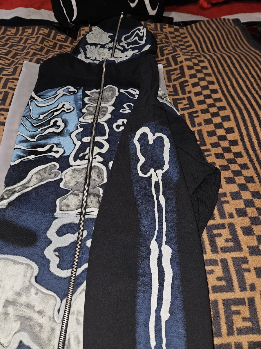 Travis Scott Cactus Jack x Fragment Skeleton Graffiti Zip Hoodie