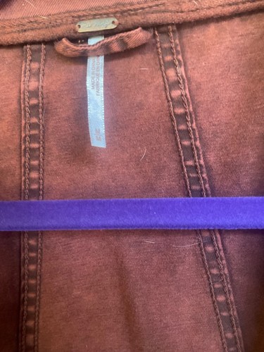 Free People Jacket Womens Medium Collapsing Twill Raw Hem Moto Rust Orange Boho - Picture 17 of 17