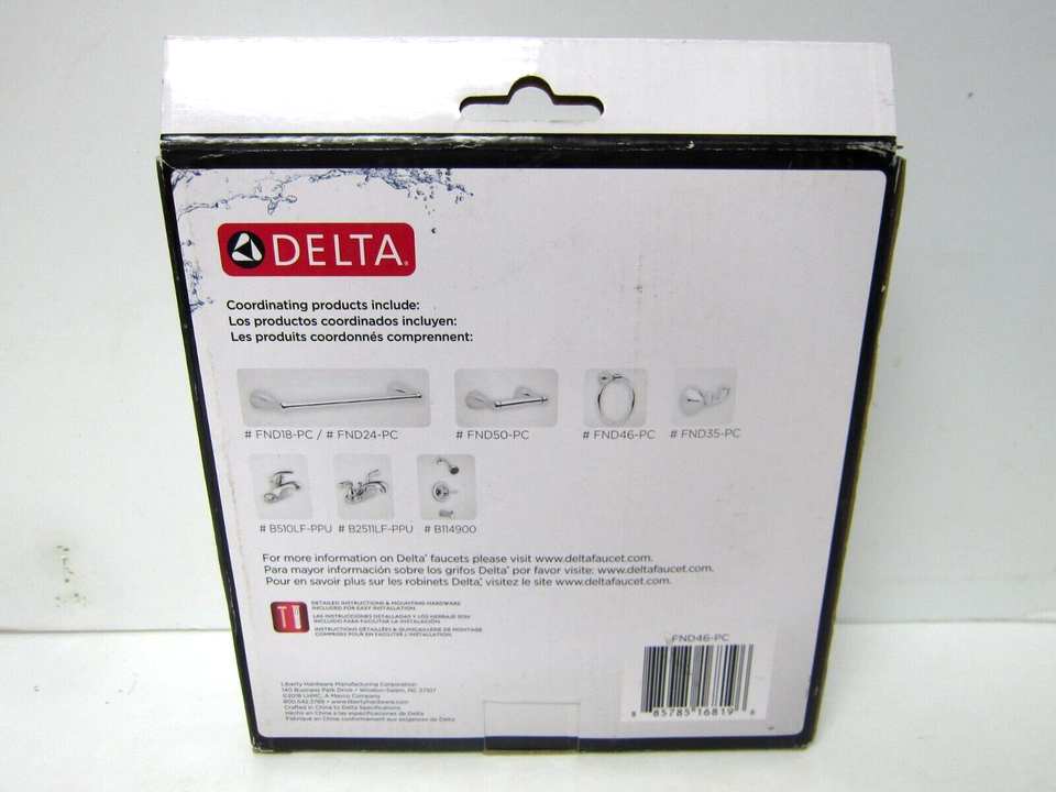 Delta FND46PC Foundations Towel Ring, Chrome Finish SEALED! eBay