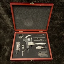 Wine Accessories Kit Wine Bottle Opener, Wine Aerator,Foil Cutter, Redwood Box