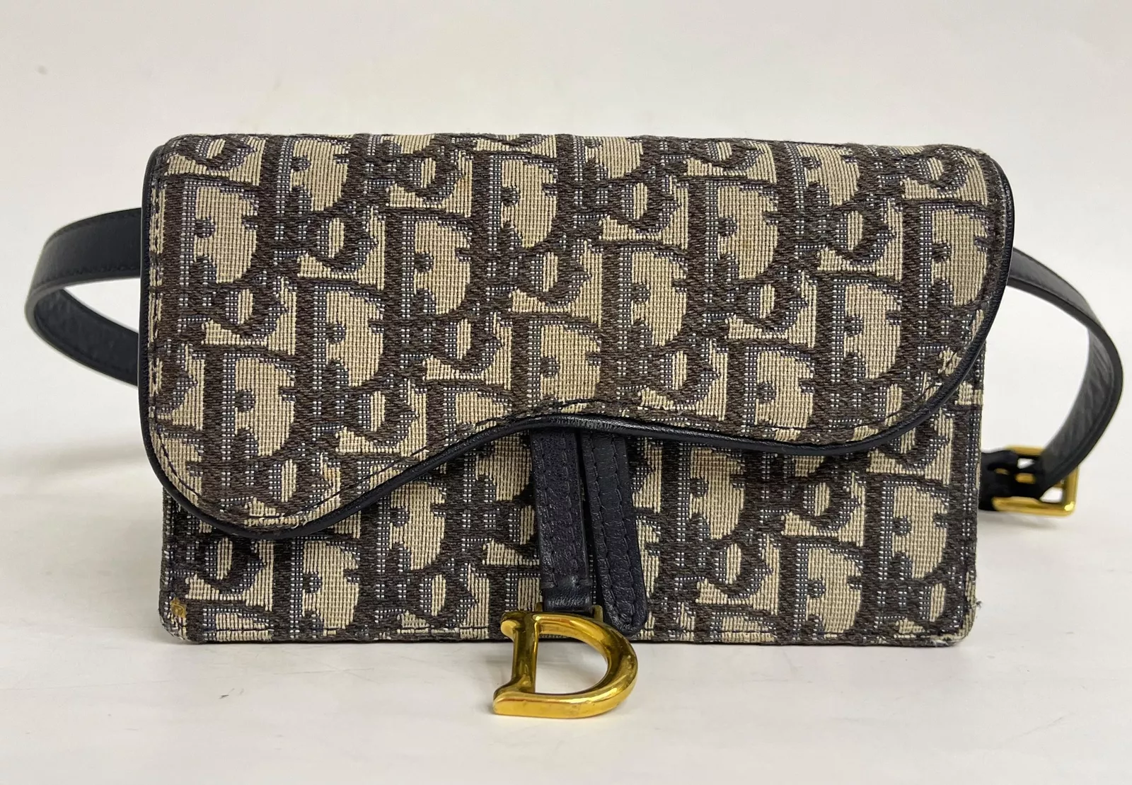 Sac ceinture femme Dior marron tissu cuir logo imprimé réglable sac banane pochette