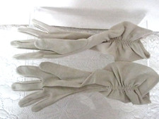 STETSON Vintage 1930s Nylon Cloth Ruched Dress Gloves Ecru Size 6 Womens 11 in