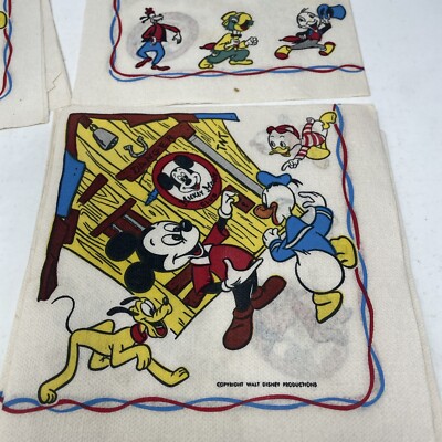 Disney Mickey Mouse Club Paper Napkins Vintage 10 Pcs Some Stained