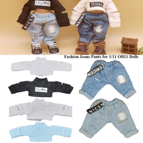 Gift Toys Fashion Jeans Pants Doll Tops Doll Casual T-shirt Blouse Cool Tops - Picture 1 of 19