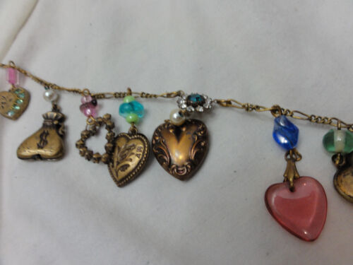 Collar de Estudio Vintage Glass Works Firmado Etiqueta Colgante Corazones Esmalte Flor 32" - Imagen 5 de 15