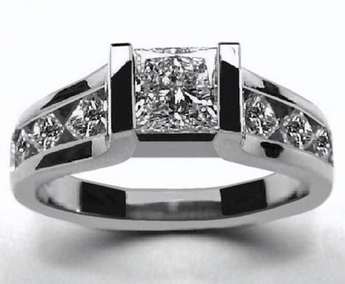 1.15CT GENUINE G COLOR PRINCESS CUT DIAMOND ENGAGEMENT RING 14K WHITE GOLD PD63G - Picture 5 of 9