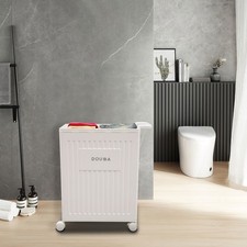 White Storage Box With Lid Universal Wheels Collapsible Storage Organizer