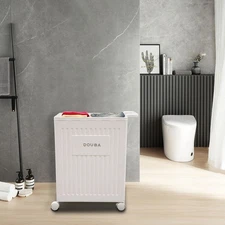 White Storage Box With Lid Universal Wheels Collapsible Storage Organizer