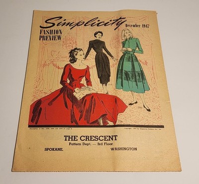 1940s Simplicity Fashion Prevue Dress Pattern Catalog Circular December  1947 | eBay