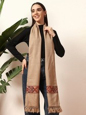 Womens 100 Cashmere Oversized Blanket Wool Scarf Shawl Wrap Solid Beige Indian