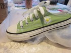 Women  Slip On Sneakers Comfortable Casual Green Canvas Embroidery Sz.8 — photo 8