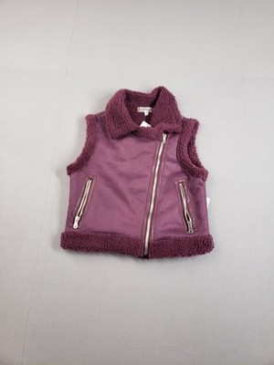 Madden Girl Women Moto Vest S Purple Faux Suede Shearling Lined Asymmetrical Zip