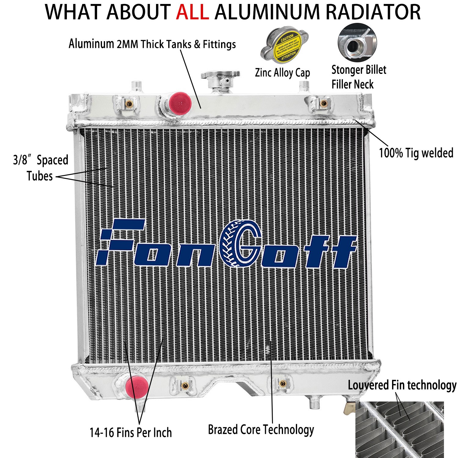 Aluminum Cooling Radiator FIT Kubota L2600/L3000/L3400 L2800/L4300