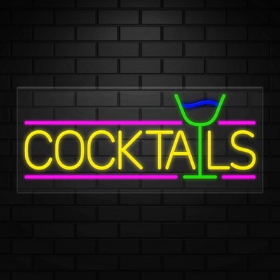 Cocktails Sign for Window/Wall Displays | LED Flex Neon | 36''W x 15''H x 1''D