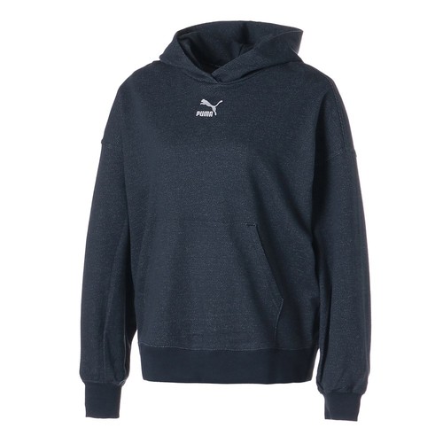 PUMA Classics Soft Ink Logo Pullover Hoodie Womens Blue Casual Athletic Outerwea