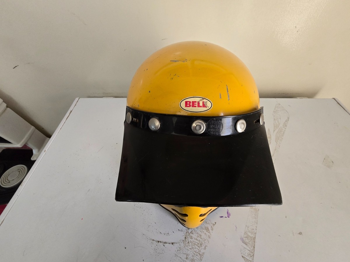 Vintage Yellow original Bell Moto 3 helmet 1970s | eBay