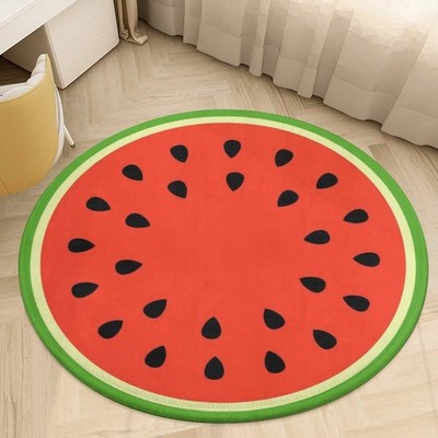 Watermelon Rug Watermelon Decor Fruit Round Rug Circle Rug Mat for Boys Bedro...