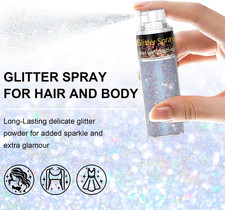 Hair and Body Glitter Spray, 1PC Glint-Rainbow Glitter Hairspray Dry Powder M...