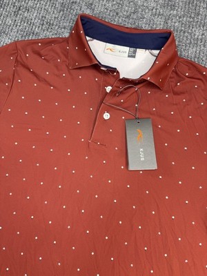 KJUS Sotto Polo Golf Shirt Rust Micro Ball Print UPF Men's Comfort Fit Size L 52