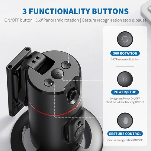 Auto Face Tracking Tripod with Remote 360° Rotation Tracking Phone Stand Holder - Photo 4 sur 11