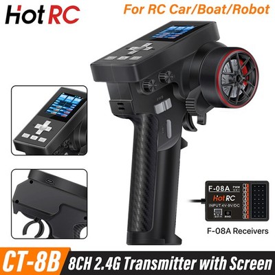 HotRC CT-8B 8CH Funksender Sender 2.4G F-08A Empfänger für RC Auto Boot Roboter