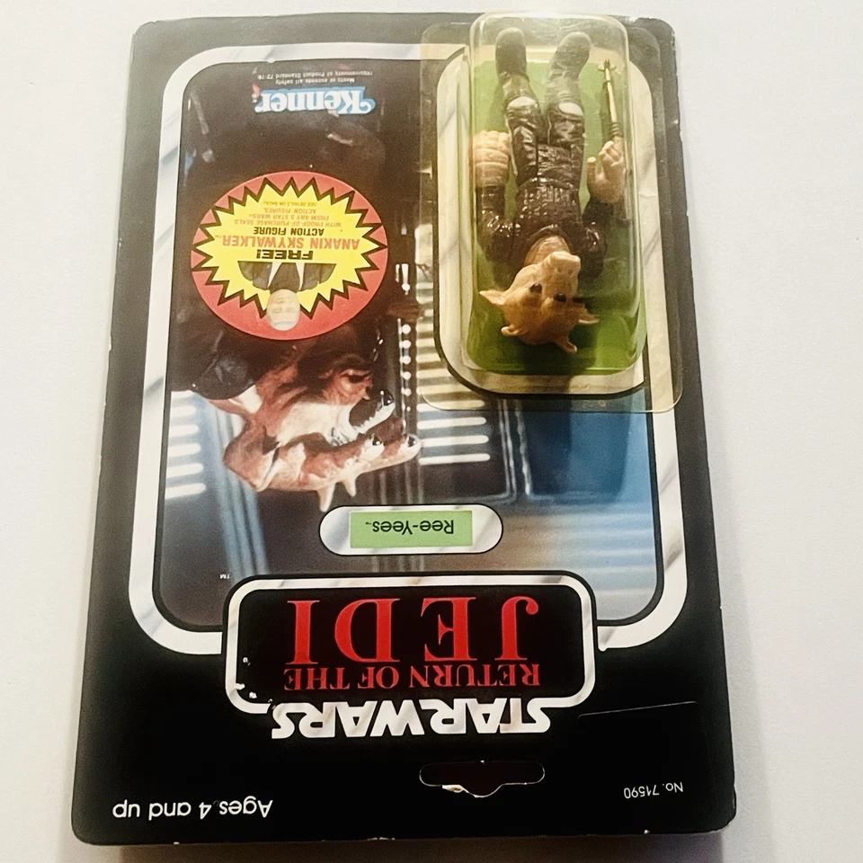 REE-YEES - 1984 MOC 77A Kenner Vintage Star Wars Figura ROTJ con Estuche Star Foto 4 de 4