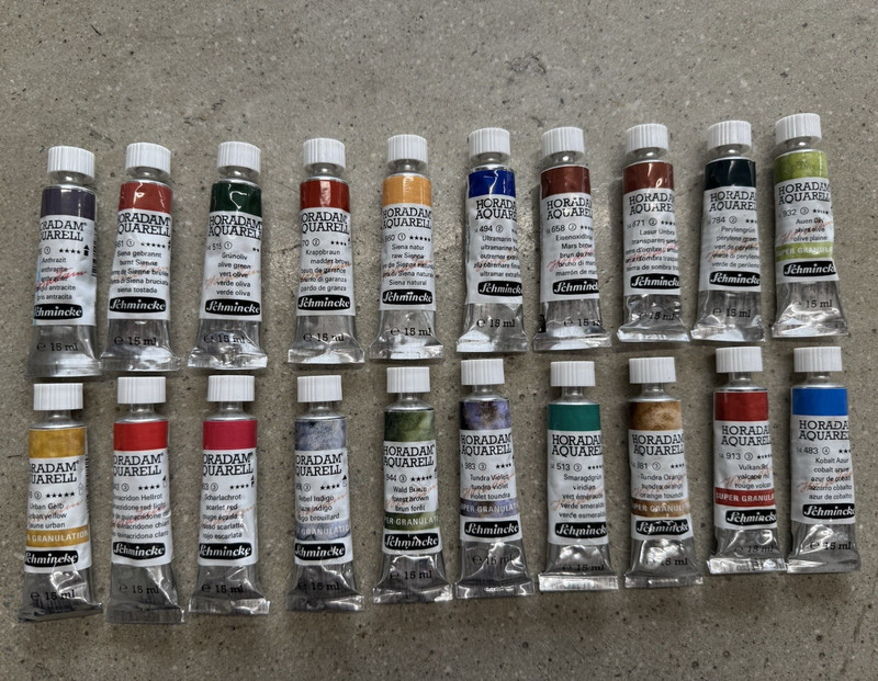 Schmincke Horadam Aquarell Watercolor Paint Tubes 15ml Lot of 43 1-4 Series