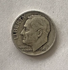 1948 Roosevelt Dime DDR Error – Silver 10C No Mint Mark – Rare Variety