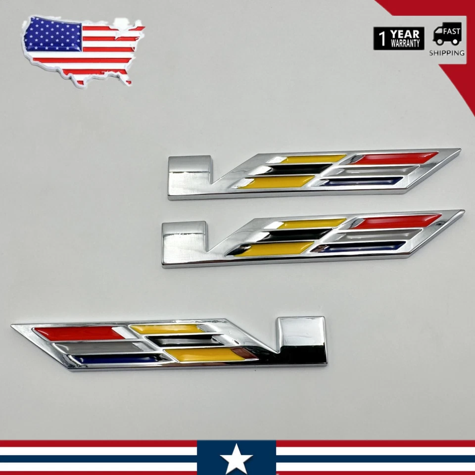 3x Cromo Colorido CT5 XT5 XTS V Emblema 3D Metal Trasero Guardabarros Insignia Adhesivo Foto 3 de 4