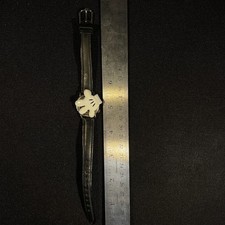 Vintage Disney Mickey Mouse Wristwatch w/ Glove Cover Black Leather Band Japan