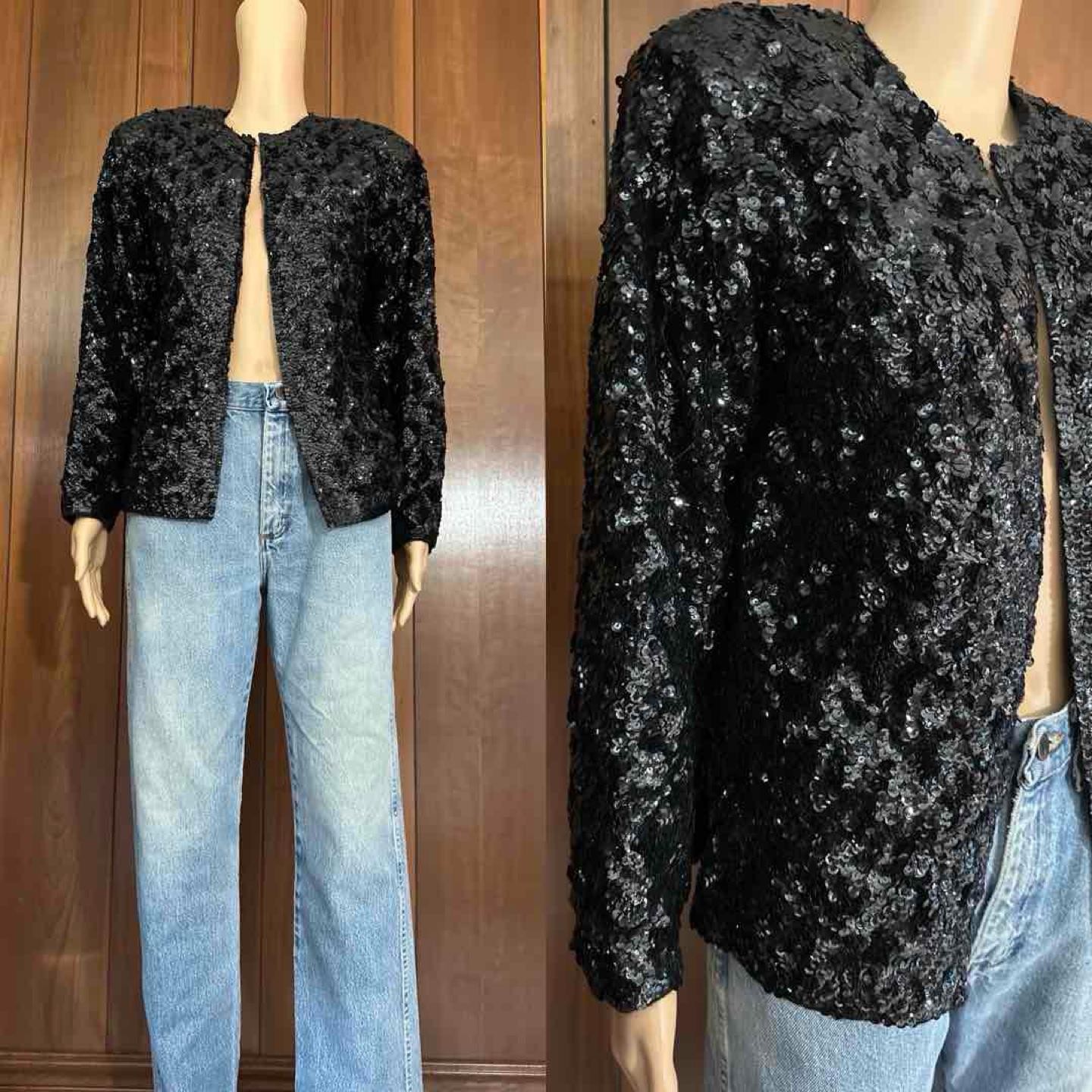 Vintage 90’s sequin crochet knit cardigan top main image 1