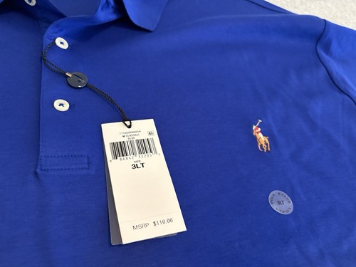 Polo Ralph Lauren Solid Blue Short Sleeve Shirt w/ Pony Soft Touch Mens 3XLT NWT - Picture 3 of 5